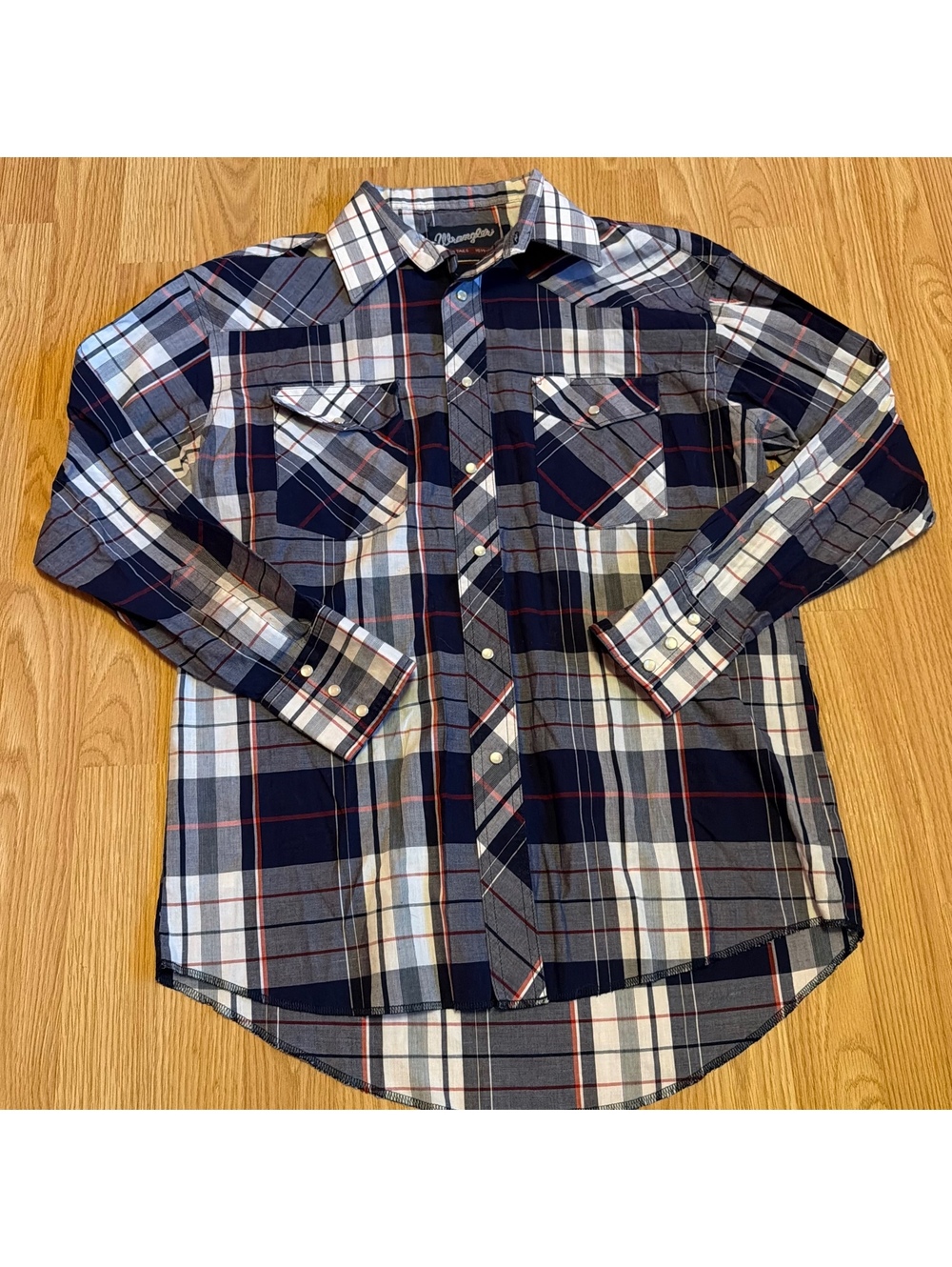 Wrangler Plaid Pearl Snap Button Up Western Size 15 1/2 - 33